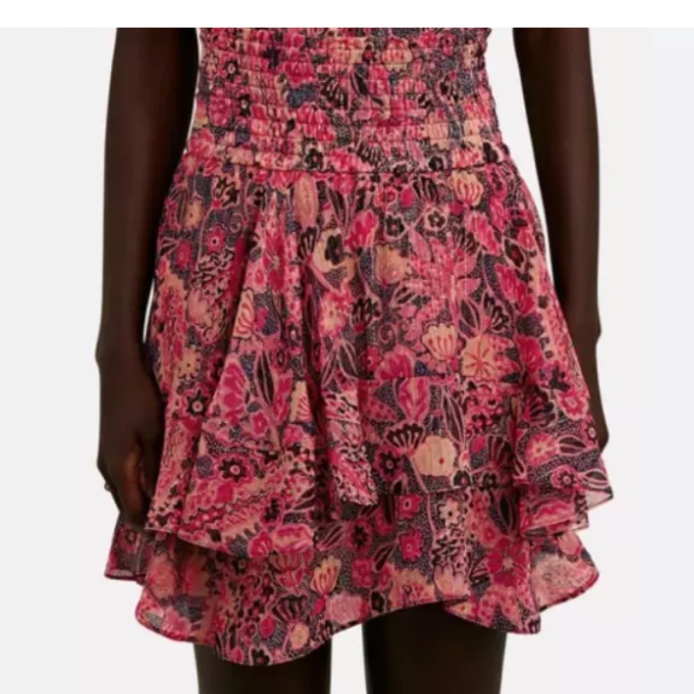 A.L.C. Vera pink navy metallic floral mini skirt